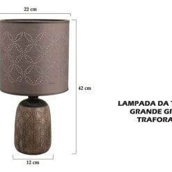 Lampada Da Tavolo Grande Grigio Traforata-8053807969560