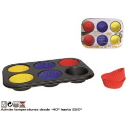 Stampo Muffin 6 Forme Con Pirottini Antiad.-8430540724487