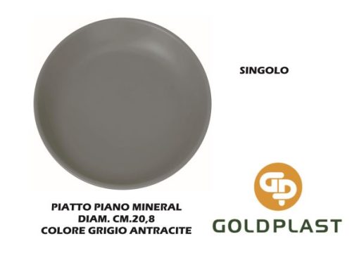 Piatto Plastica Mineral Piano Cm.21 Antracite-8024854190764