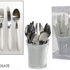 Posate Set 24 Pz. Con Portaposate Col. Bianco-8015361112813