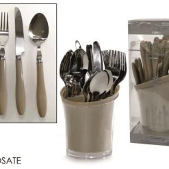 Posate Set 24 Pz. Con Portaposate Col. Tortora-8015361114930