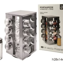 Portaspezie Girevole Con 16 Barattoli Vetro-8015361930516