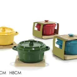 Tegamino Con Coperchio Su Base Bamboo Cm.13X10X8H-8015361322311