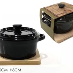 Tegamino Con Coperchio Su Base Bamboo Cm.13X10X8H-8015361389130