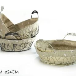 Cestino Tondo Metallo Foderato Cm.24 Ass.-8015361010102