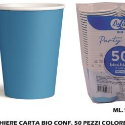 Bicchiere Carta Acqua Bio Ml.180 Set 50 Pz. Celesti-8052789891333