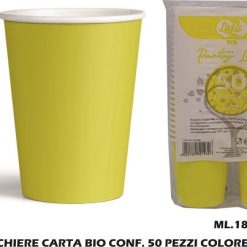 Bicchiere Carta Acqua Bio Ml.180 Set 50 Pz. Gialli-8052789891432