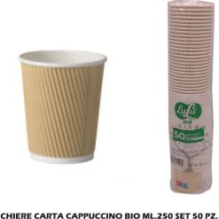 Bicchiere Carta Cappuccino Bio Ml.250 Set 50 Pz. Beige-8052789892132