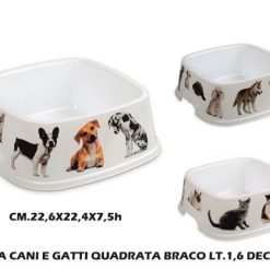 Ciotola Cani E Gatti Quadrata Braco Lt.1