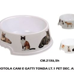 Ciotola Cani E Gatti Tonda Lt.1 Pet Dec. Ass.-8429429101051