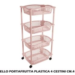 Carrello Portafrutta Plastica 4 Cestini Cm.41X32