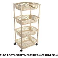 Carrello Portafrutta Plastica 4 Cestini Cm.41X32