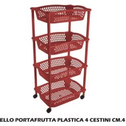 Carrello Portafrutta Plastica 4 Cestini Cm.41X32