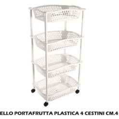 Carrello Portafrutta Plastica 4 Cestini Cm.41X32