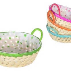 Cestino Paglia Tondo Foderato Col. Ass.-8422102529623