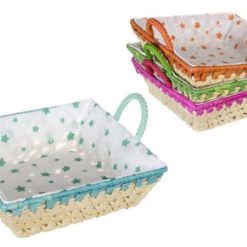 Cestino Paglia Quadrato Foderato Col. Ass.-8422102529630