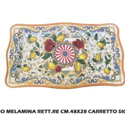 Vassoio Melamina Rett.Re Cm.48X28 Carretto Siciliano-8055684930084