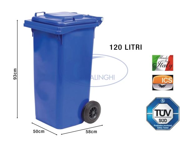 Bidone Quadro Con Ruote Lt.120 Blu-8006417008808