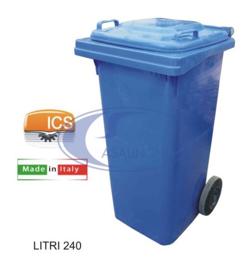 Bidone Quadro Con Ruote Lt.240 Blu-8006417010818