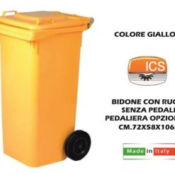 Bidone Quadro Con Ruote Lt.240 Giallo-8006417010825