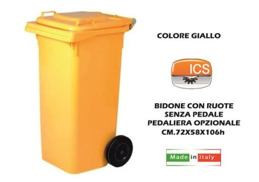 Bidone Quadro Con Ruote Lt.240 Giallo-8006417010825