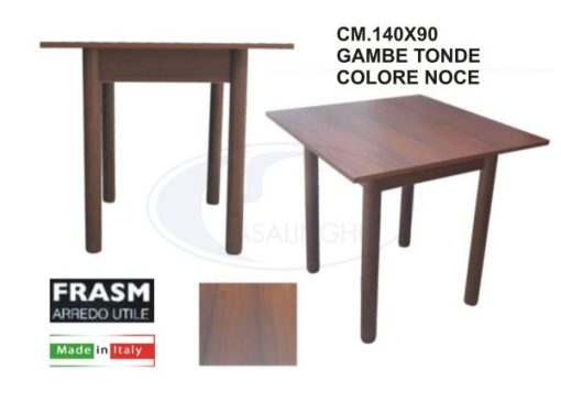 Tavolo Ristorante Cm.140X90 Noce Gambe Tonde-