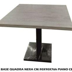 Tavolo Base Quadra Nera Cm.90X90X76H Piano Cemento-
