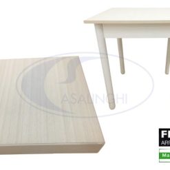 Tavolo Legno 90X90 Piedi Tondi Bianco-