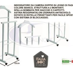Indossatore Legno Faggio Bianco Cm.43X33X105H-