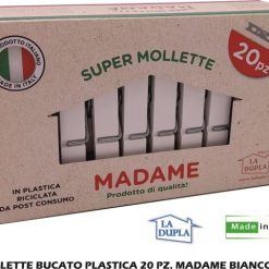 Mollette Bucato Plastica 20 Pz. Madame Bianco-8000392400022