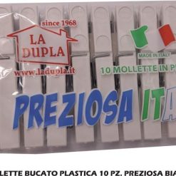 Mollette Bucato Plastica 10 Pz. Preziosa Bianco-8000392400107