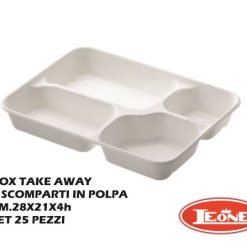 Box Take Away 4 Scomp.Set 25 Pz. Cm.28X21X4H In Polpa-8024112020567