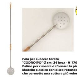 Pala X Cuocere Cm.24X170H Forata Inox Manico Legno-8018494092243