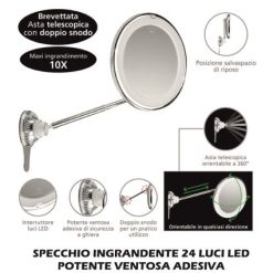 Specchio Ingrandente 24 Luci Led Potente Ventosa Adesiva-8033011321873