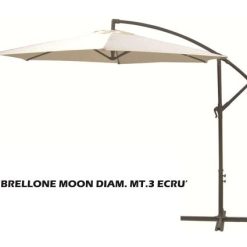 Ombrellone Moon Diam. Mt.3 Telaio Antracite Telo Ecru'-8032523170139