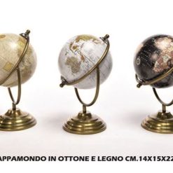 Mappamondo In Ottone E Legno Cm.14X15X22H-8034052501637