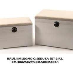 Bauli In Legno C/Seduta Set 2 Pz. Cm.40X25X29H Cm.50X35X36H-8034052506571