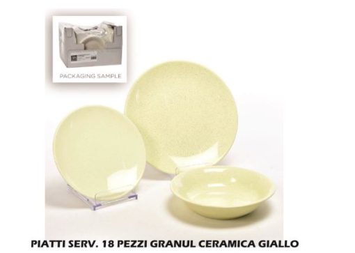 Piatti Serv. 18 Pz. Granul Ceramica Col. Giallo-8034052707022