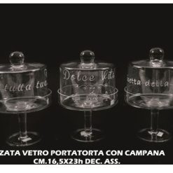 Alzata Vetro Portatorta Con Campana Cm.16