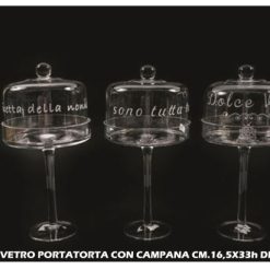 Alzata Vetro Portatorta Con Campana Cm.16