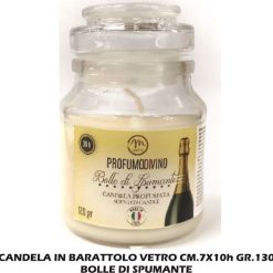 Candela Barattolo Vetro Cm.7X10H Bolle Di Spumante-8034052708982