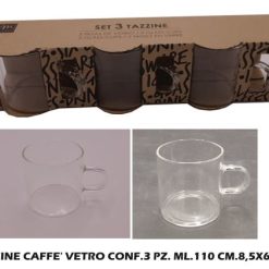 Tazzine Caffe' Vetro Conf.3 Pz. Ml.110 Cm.8