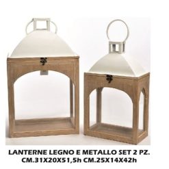 Lanterne Legno/Metallo Set 2 Pz. Cm.31X20X51H Cm.25X14X42H-8034052512435
