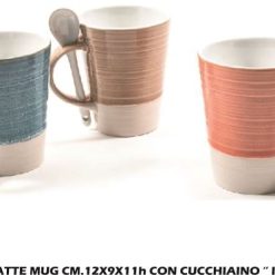 Tazza Latte Mug Cm.12X9X11H Con Cucchiaino Il Coccio-8034052513890