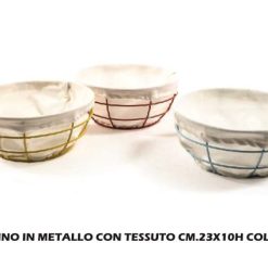 Cestino In Metallo Con Tessuto Cm.23X10H Ass.-8034052716727