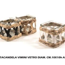 Portacandela Vimini Vetro Diam. Cm.10X10H Ass.-8034052717380