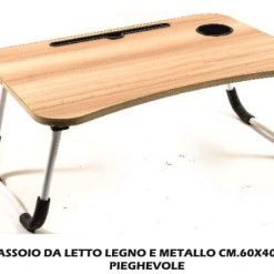 Vassoio Da Letto Legno E Metallo Cm.60X40X28H Pieghevole-8034052717908