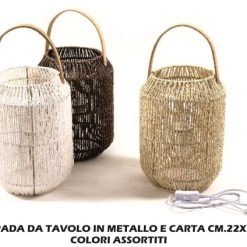 Lampada Da Tavolo In Metallo E Carta Cm.22X30H Col. Ass.-8034052718097