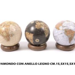 Mappamondo Con Anello Legno Cm.15