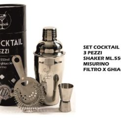 Set Cocktail 3 Pz. Shaker Ml.550 Misurino E Filtro Ghiaccio-8034052720304